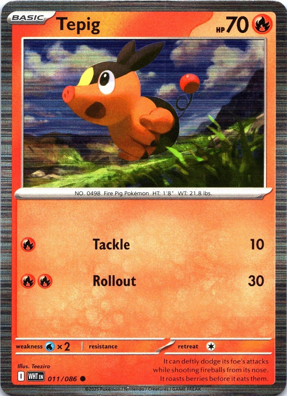 Tepig - English - White Flare - 011/086 - Poster Holo - NM