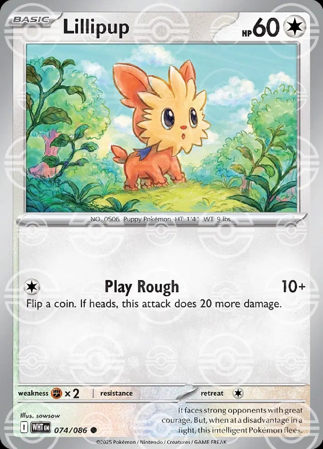 Lillipup - English - White Flare - 074/086 - Poke Ball Foil - NM