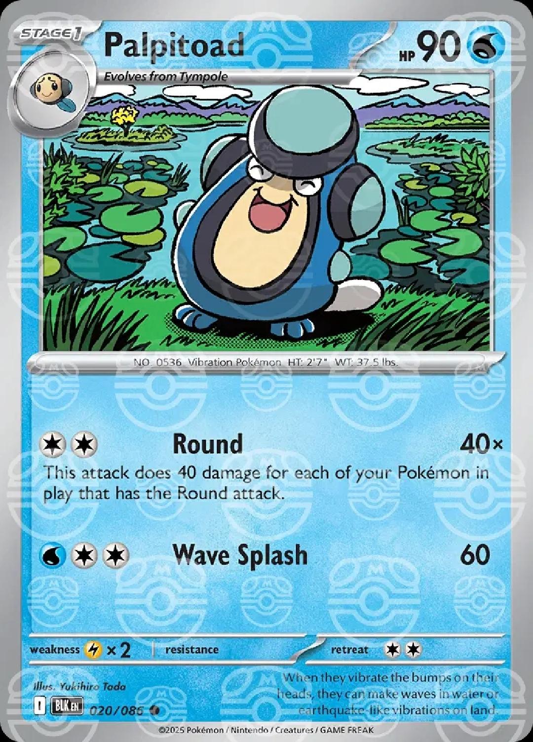 Palpitoad - English - Black Bolt - 020/086 - Master Ball Foil - NM