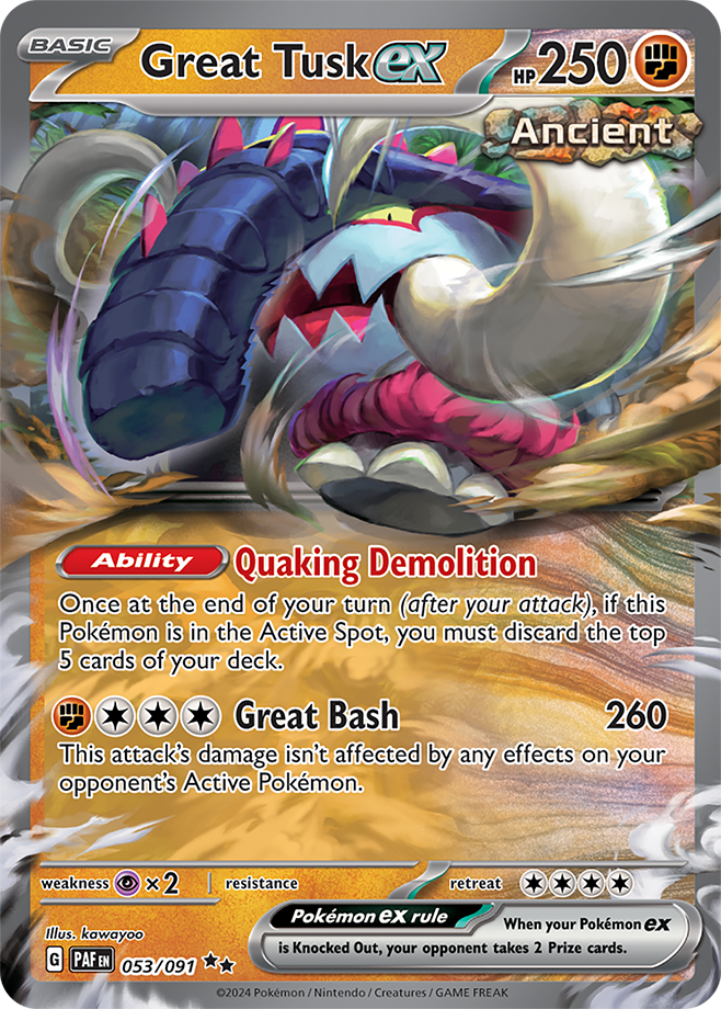 Great Tusk ex - English - Paldean Fates - 053/091 - Double Rare - NM