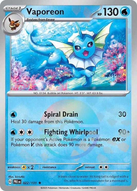 Vaporeon - English - Prismatic Evolutions - 022/131 - Poke Ball Foil - NM