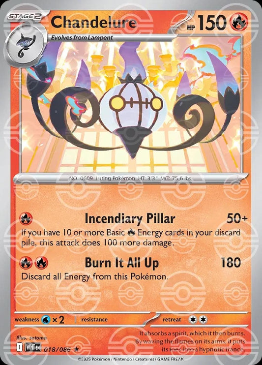 Chandelure - English - White Flare - 018/086 - Poke Ball Foil - NM