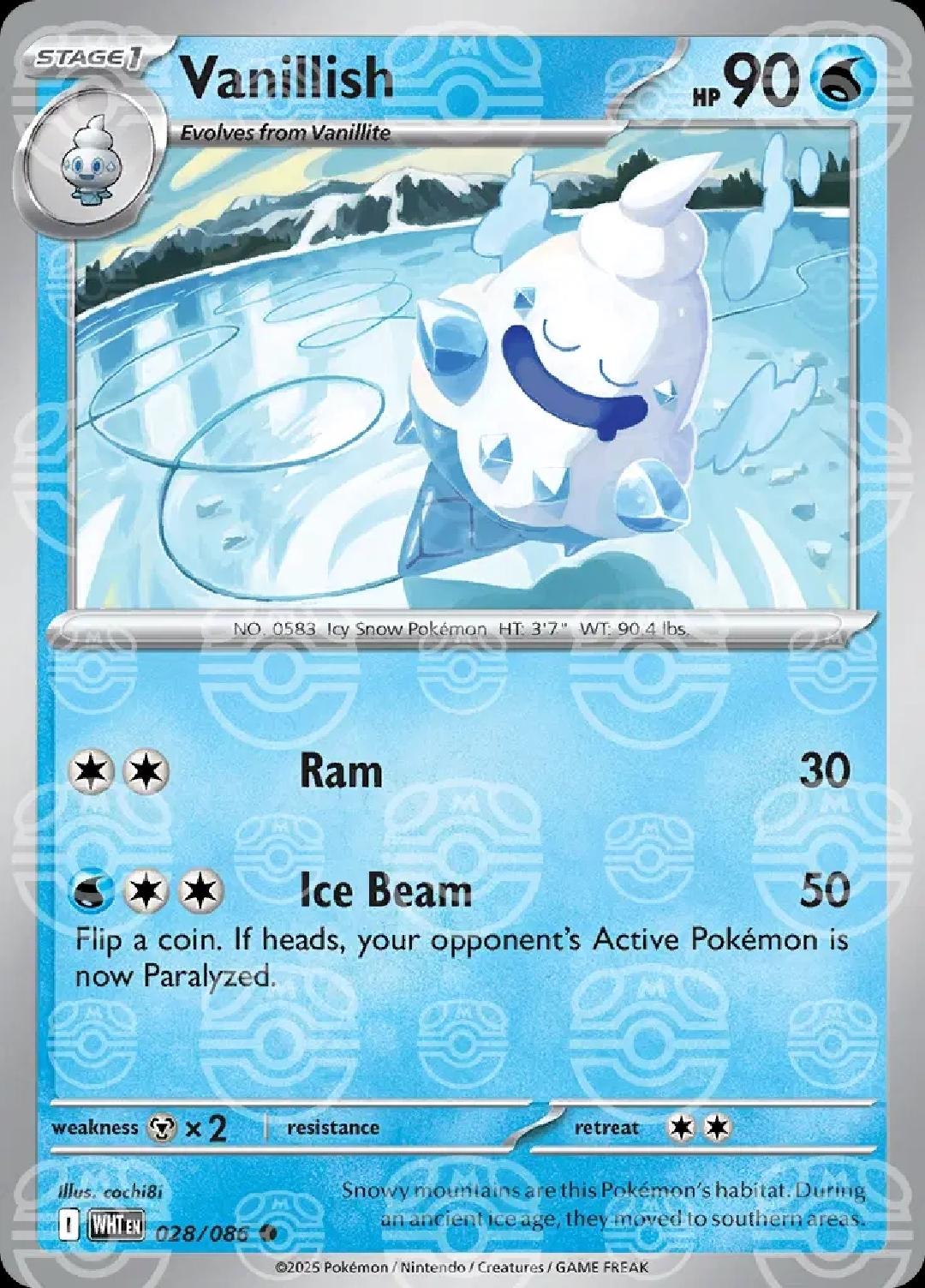 Vanillish - English - White Flare - 028/086 - Master Ball Foil - NM