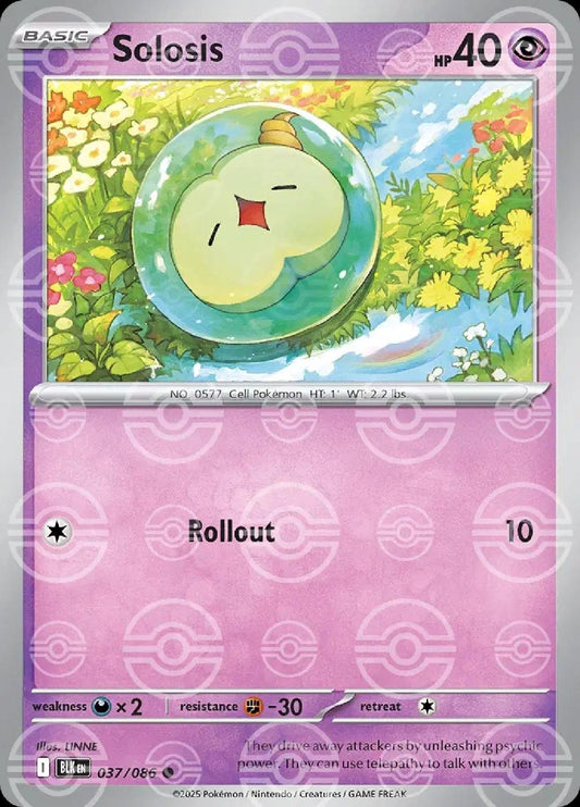 Solosis - English - Black Bolt - 037/086 - Poke Ball Foil - NM