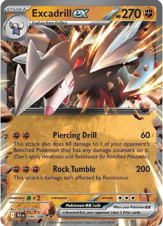 Excadrill ex - English - Black Bolt - 046/086 - Double Rare - NM