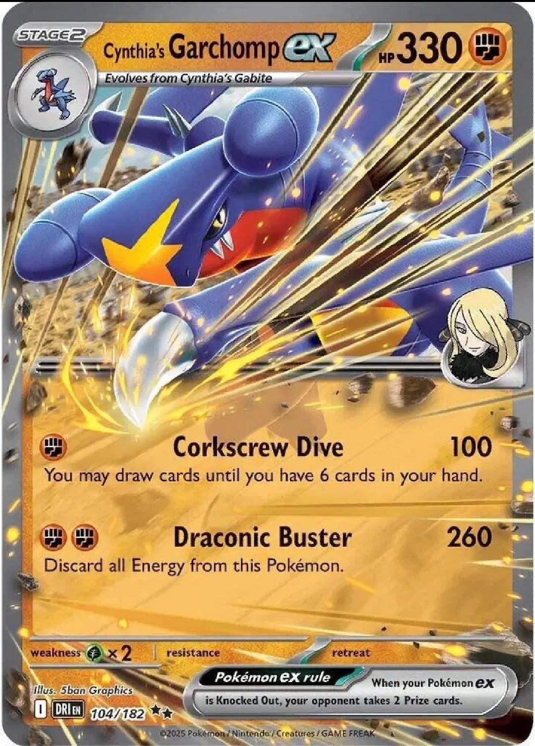 Cynthia's Garchomp ex - English - Destined Rivals - 104/182 - Double Rare - NM