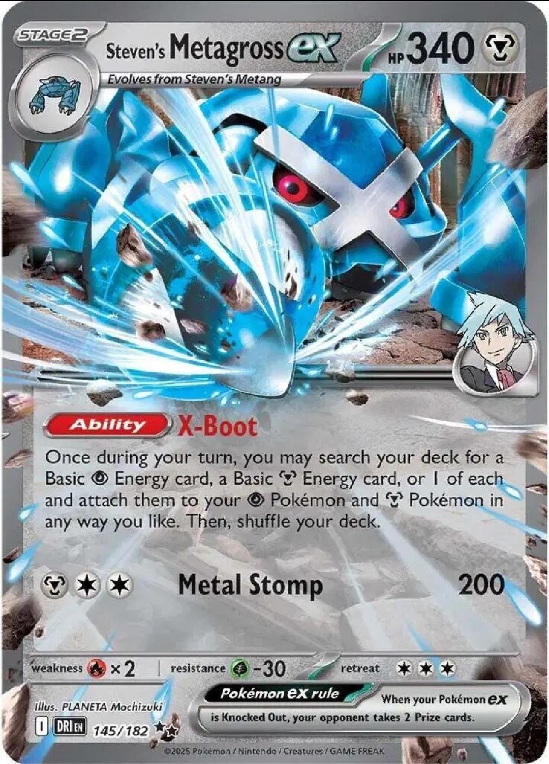Steven's Metagross ex - English - Destined Rivals - 145/182 - Double Rare - NM