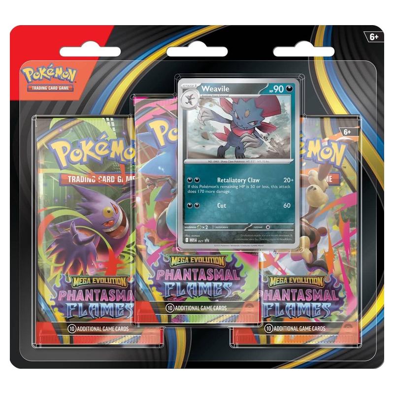 Pokemon TCG: Mega Evolution - Phantasmal Flames 3 Pack Blister (Weavile) - English