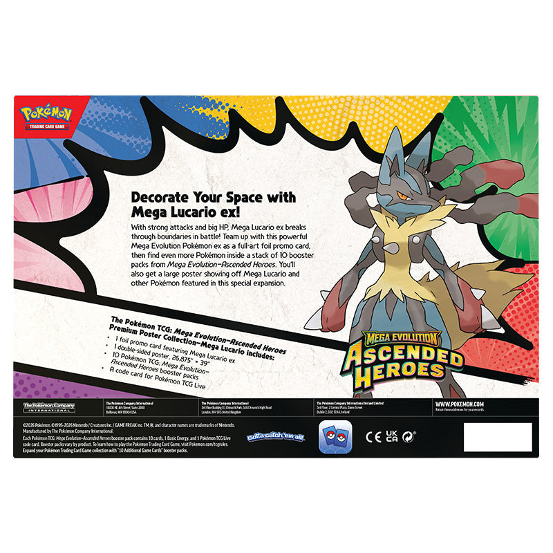 Pokemon TCG: Ascended Heroes - Mega Lucario ex Premium Poster Collection - English